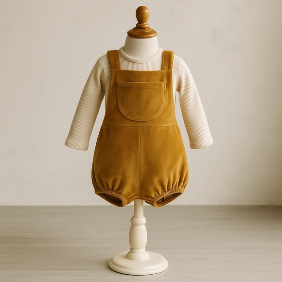 ZARA Baby | Mustard | COTTON VELOUR PLAYSUIT - Picture 7 of 7